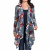 Autumn New Listing Print Floral Open Front Women Knit Long Cardigan