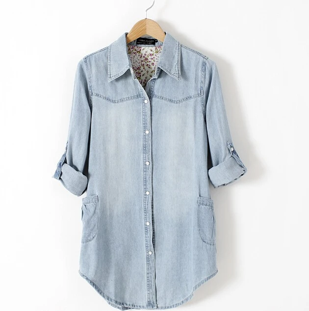 new double pocket solid denim shirts