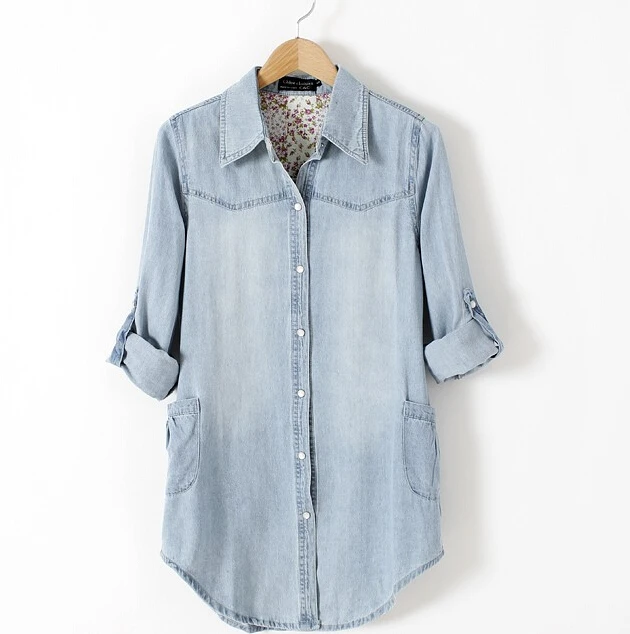 double pocket solid denim shirt