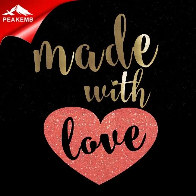 made with love metal pu vinyl heat transfers for father`s day