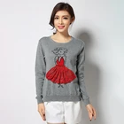 2019 Factory Direct Sale Causal Long Sleeve Crew Neck Printed Fashion Woman Embroidered Sweater