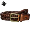 BT wholesale fashion man genuine leather metal buckles women braided belt for jeans