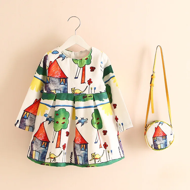 Ivy10373A Autumn 2019 kids girls high quality flower printed dress with bag children's long sleeve dress, As pic
Ivy10373A Autumn 2019 kids girls high quality flower printed dress with bag children's long sleeve dress, As pic
