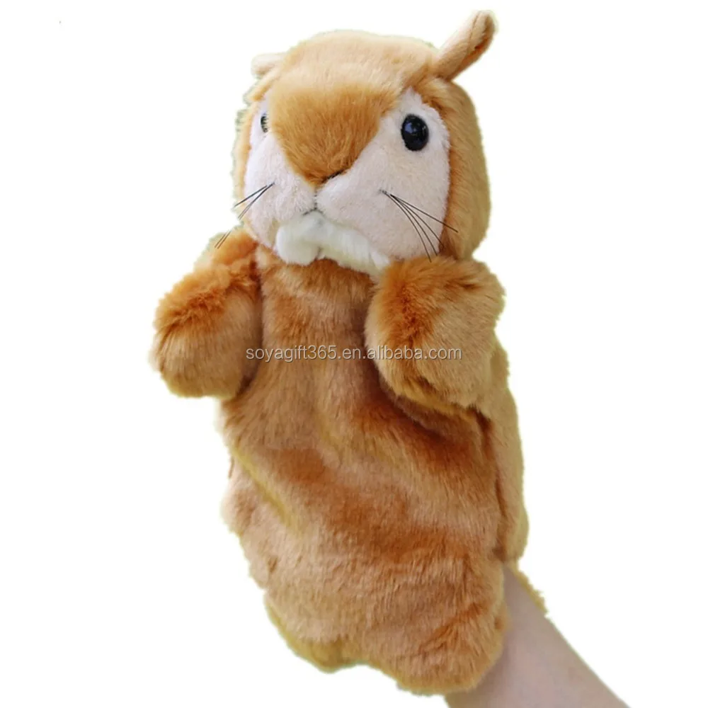 Toddlers Soft Plush Animal Yellow Squirrel Hand Puppet Toy Baby Dolls