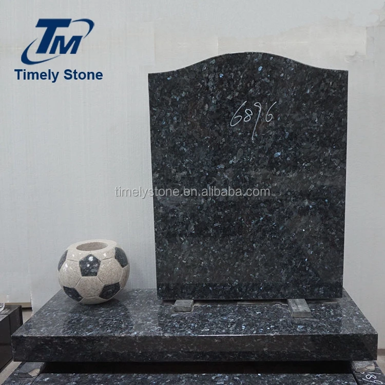 Cemetery blue granite decorations tombstone with football vase
