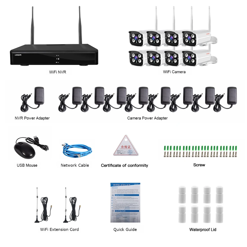Wifi NVR with 8 PCS 960P Day Night Wireless Outdoor/Indoor cameras de seguridad  Home CCTV Surveillance Systems with 1TB HDD