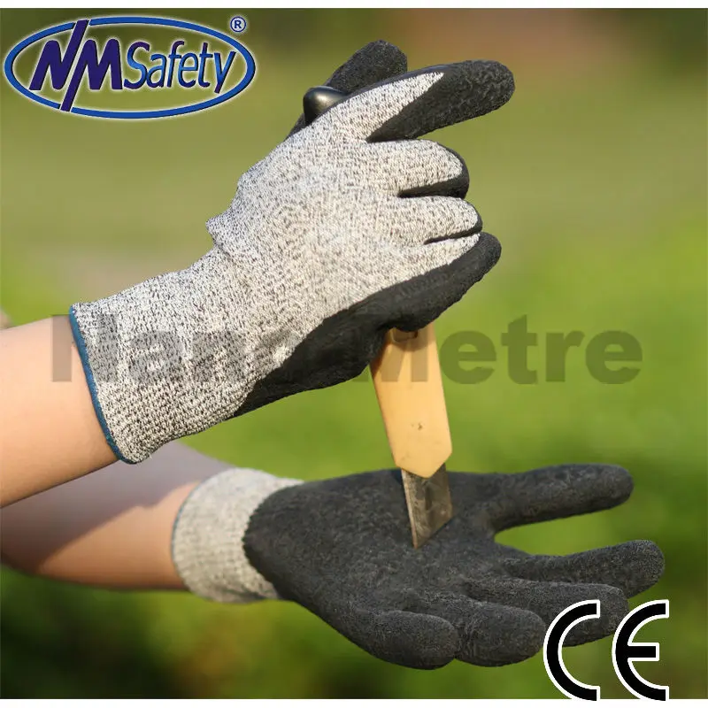NMSAFETY Handling sharp metal parts cut resistant gloves ANSI A6 level coated sandy nitrile