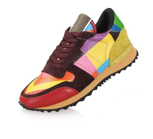 2015 Dongkuan Fashion Valentine sneakers Rivets Rainbow women 's shoes flat shoes Free Shipping