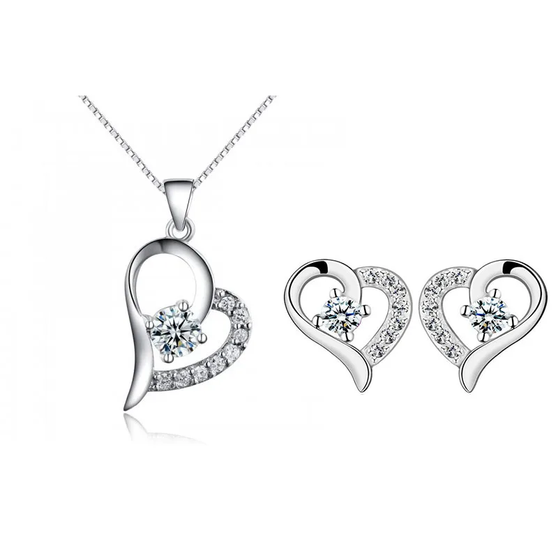 Heart Earring&Necklace Sets 925 Sterling Silver Cubic Zirconia Jewelry Set Bridal, White
Heart Earring&Necklace Sets 925 Sterling Silver Cubic Zirconia Jewelry Set Bridal, White