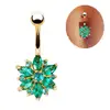 Sexy Belly Bars Belly Button Rings Belly Piercing CZ Crystal Flower Body Jewelry Navel Piercing Rings Drop Shipping