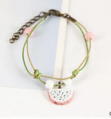 Delicate Handmade Kiwi Pattern Fruit Series Ceramic Bracelet Women Girl Mujer Lovely Jewelry Hand knitting bracelet
Delicate Handmade Kiwi Pattern Fruit Series Ceramic Bracelet Women Girl Mujer Lovely Jewelry Hand knitting bracelet