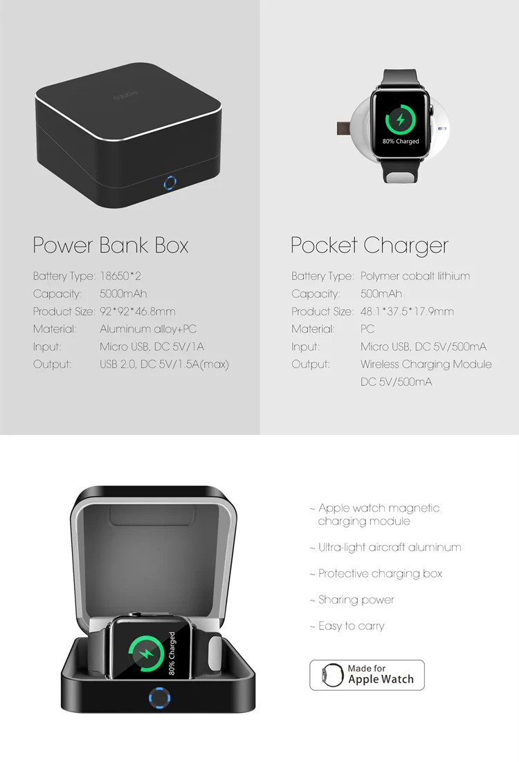 Wireless Power Bank For Apple Watch Series 3 Charging Dock Portable Charger - ANKUX.COM