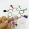 custom clear printed disc circle baseball tassel monogrammed acrylic keychain