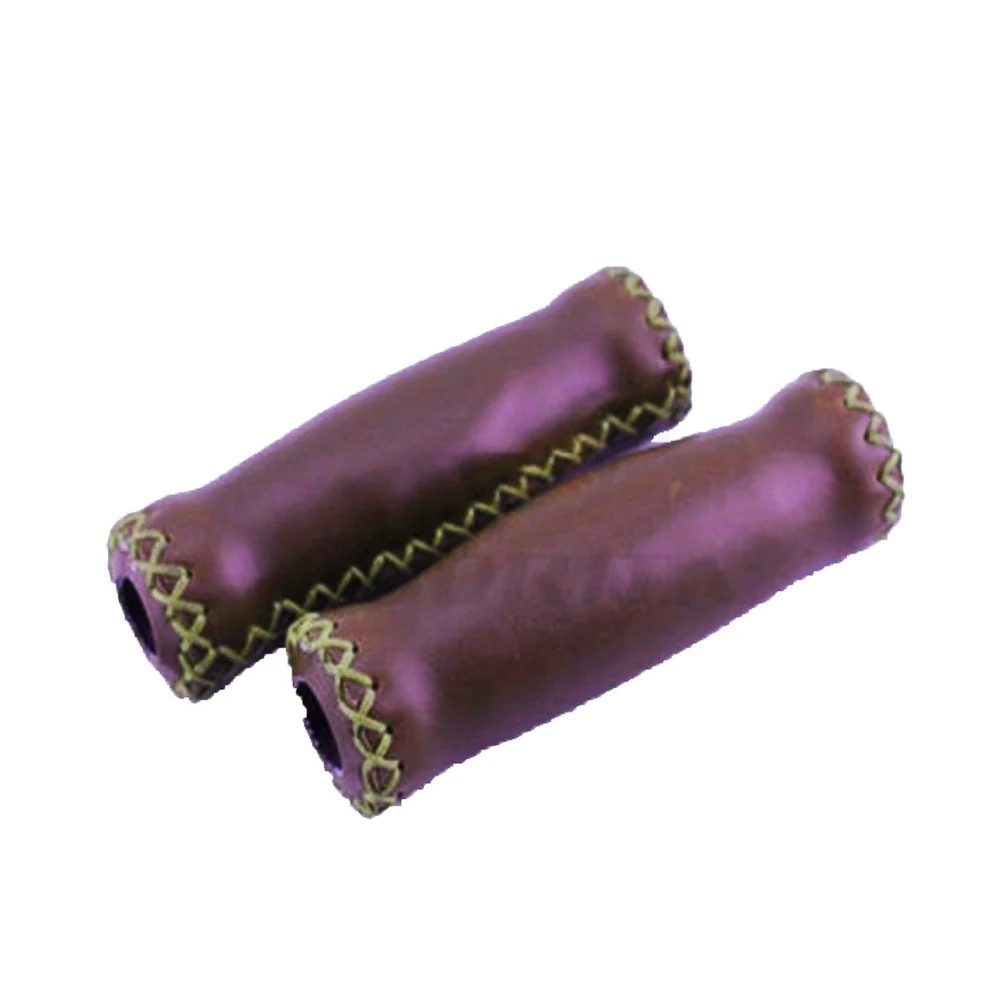 Bike Parts Wholesale VELO Brown Leather Hand-stitched Bicycle Grip
