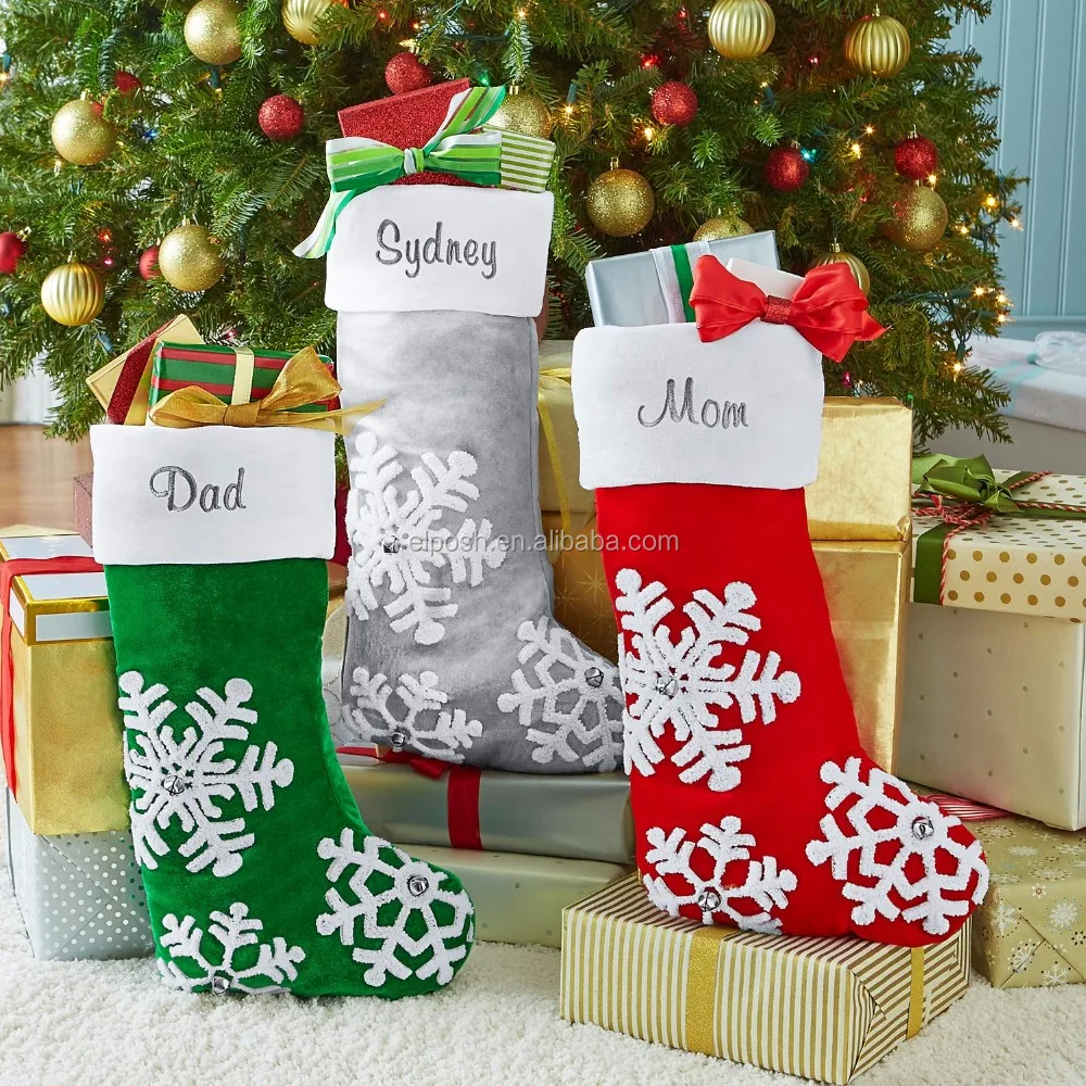 monogrammed jingle bells snowflake christmas stocking