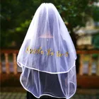 Double Ribbon Bridal Wedding Veil With Comb and Bride To Be Satin Sash Bachelorette Party Decorations Supplier