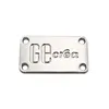 Custom made silver embossed brand name logo metal tag for clothing/jacket