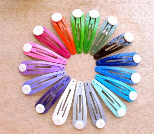 S 24-2/" BARRETTE Snap Clips w// Glue Pads CHOOSE COLOR -Tear Drop Shape Blanks