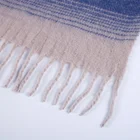 Scarf With High Quality Ladies Cape Shawl Polyester Blue Loop Oem Lady Scarf And Shawl With Tassel