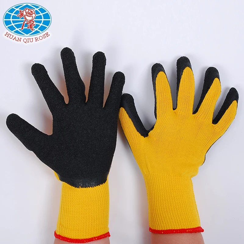 TOP product 10G textured black latex coated work glove