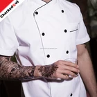 High quality short sleeve double breasted cooking uniform restaurant chef uniform for hotel