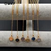 WT-N1095 WKT wholesale new design Y shaped real gold plated bezel titanium druzy agate round tiny charm necklace