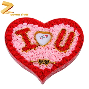 wedding flower heart shape gift box 100 pcs magic rose soap
