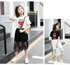 2019 eBay hot style summer kids cute girl fashion online cheap sale heart t-shirts Tulle lace skirt set