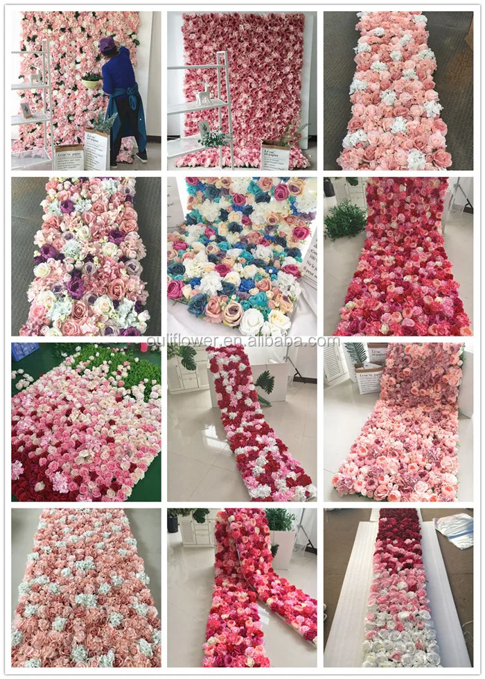 f-1367 factory artificial flower wall panels roll up flower wall