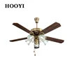 Traditional bedroom Ceiling Fan lamp with wood leaf and glass shade