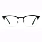 Best selling retro half frame black mixed acetate frame glasses
