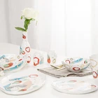 Irregular shape Gold description Multicolored ceramic dinnerware