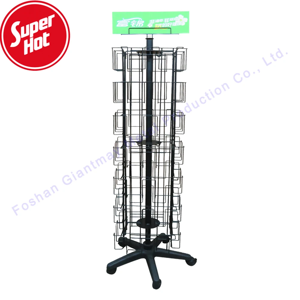 Rotating Postcard Stand with 56 Metal Pockets Greeting Card Display Rack Holder for Gifts and Cards