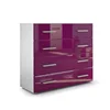 Carcass in White matt Front in Raspberry High Gloss MDF Particle Board Chest of Drawers Cabinet