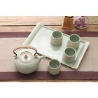 Oriental japanese 6 pcs turquoise china tea sets / good quality tea pot and cup set