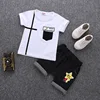 Stylish design baby boy casual clothing black shorts and T-shirt appliqued sets kids little boy clothes wear