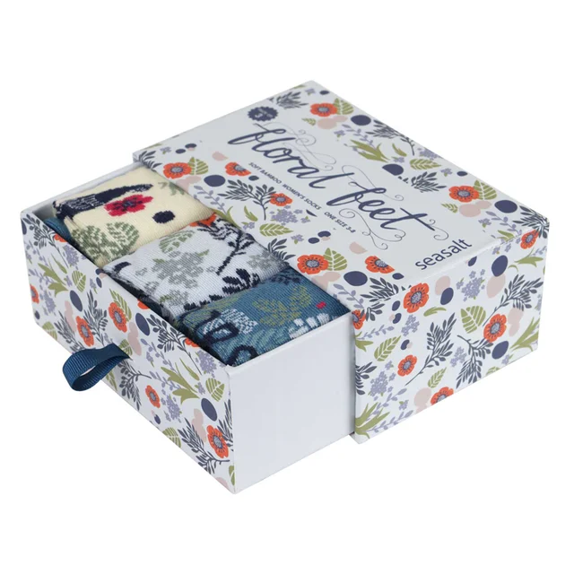 fancy 3pcs floral printing underpants drawer packaging gift box