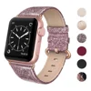 For Apple Watch Band 38mm 40mm, Genuine Leather Shiny Glitter Strap Compatible with iWatch Apple Watch Series with airpods case