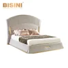 Latest Post-modern Bedroom Sets Luxury King & Queen Size Bed/ Luxurious Elegant Beige Lattice Leather Upholstery Bed
