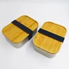 Bento stainless steel lunch box food container bamboo lid for kids oem