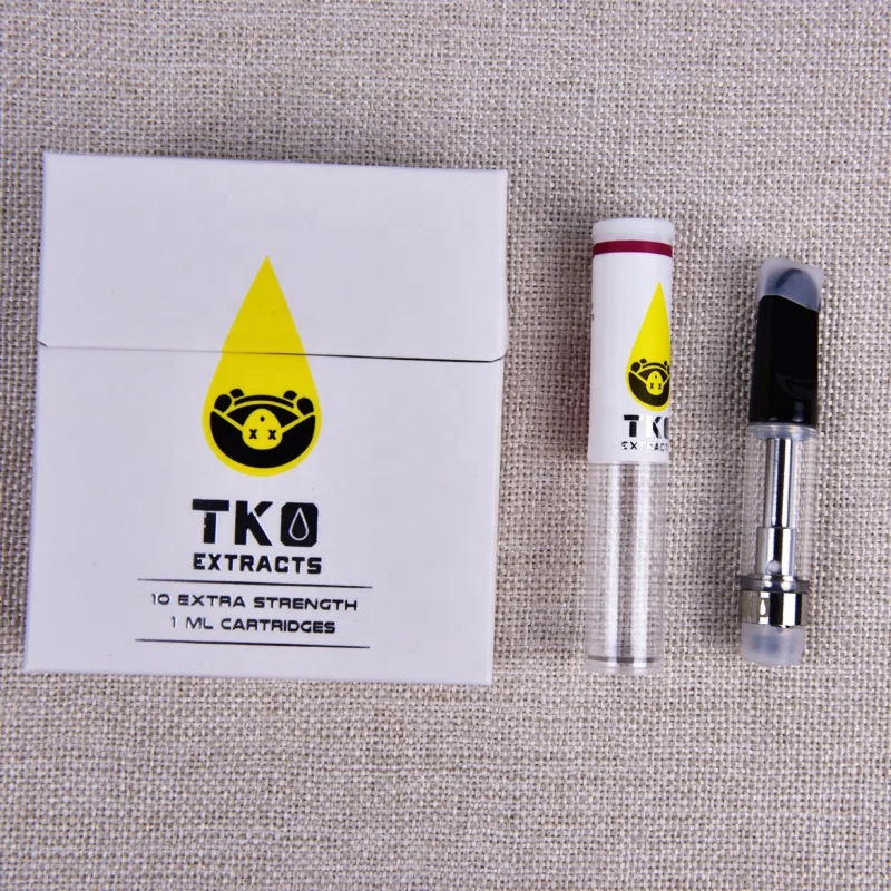 

TKO Extracts Vape Cartridges Packaging Carts 0.8ml 1ml Ceramic Empty Vape Pen Cartridge E Cig Vaporizer For Thick Oil Cookies