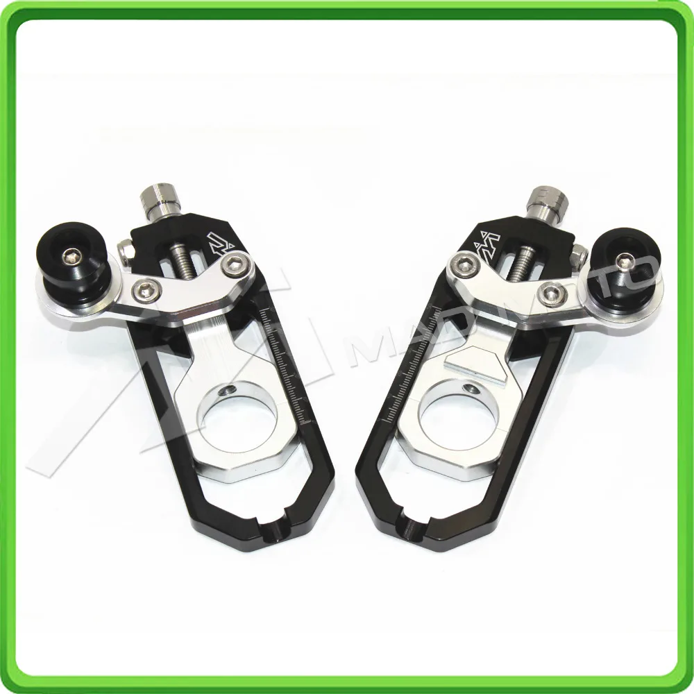 Motorcycle Chain Tensioner Adjuster with spool kit for Yamaha FZ1 2006 2007 2008 2009 2010 2011 2012 2013 2014 2015 Black&Silver (2)