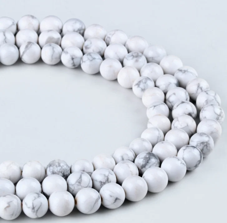 

Natural White Turquoise Stone Howlite Loose Beads For Women Bracelet DIY Jewelry Making
