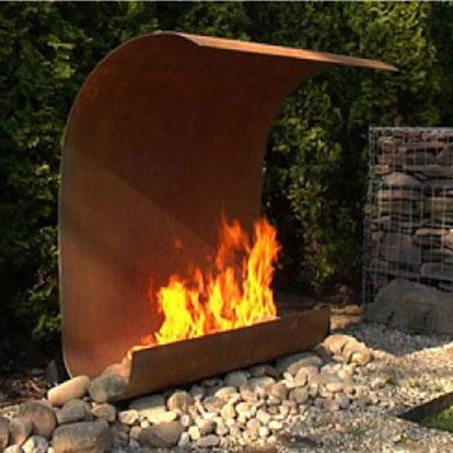 Corten Steel Superior Outdoor Freestanding Artificial Wood Burning