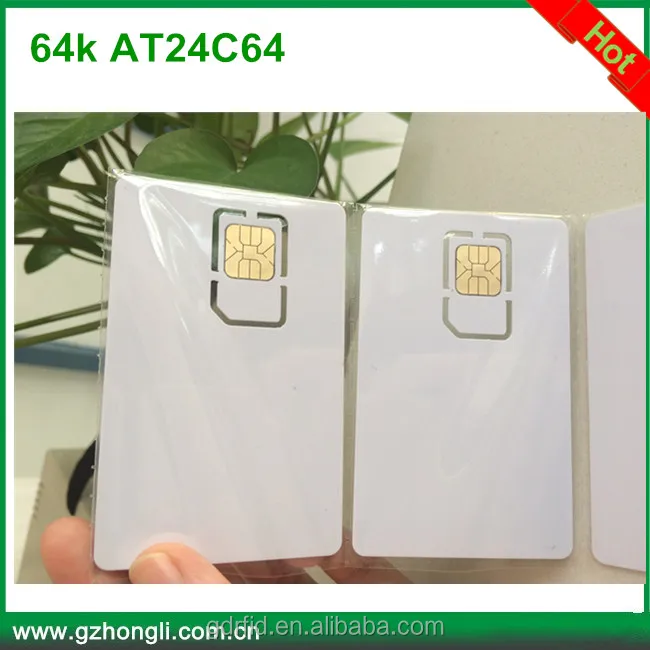 Contact Chip 64k AT24C64 IC Smart Blank PVC SIM Card