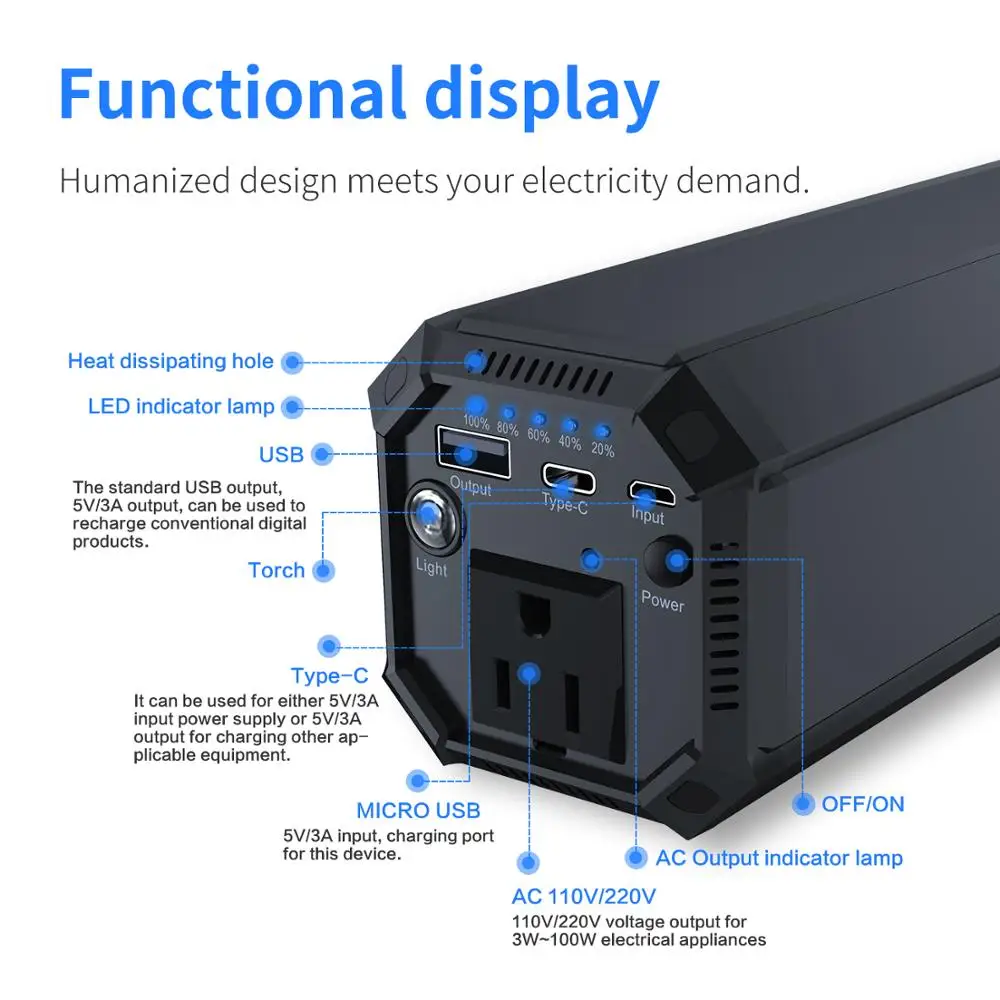 Portable mini UPS power supply AC 110V 220V output power bank for laptop - ANKUX.COM