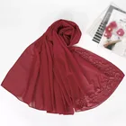Brand Scarf Hijab Scarf Muslim Girl Chiffon Flower Beaded Hijabs Brand Hijab Scarf Women's Shawl Wrap