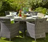 Elegant UK classic outdoor 6 seater dining table and chair set house garden furniture rattan