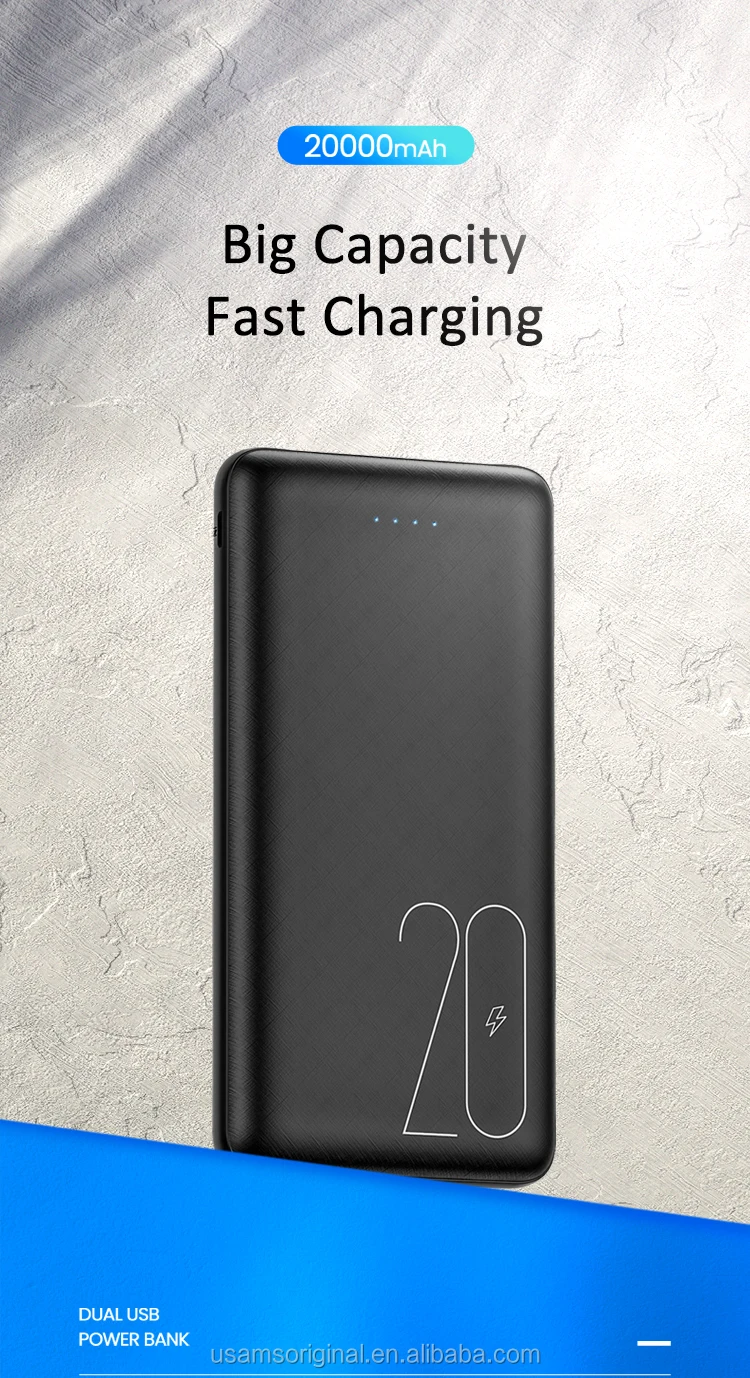 USAMS CD80 Customize Dual USB Outputs Inputs Portable Fast Charge Powerbank 20000 mAh - ANKUX.COM