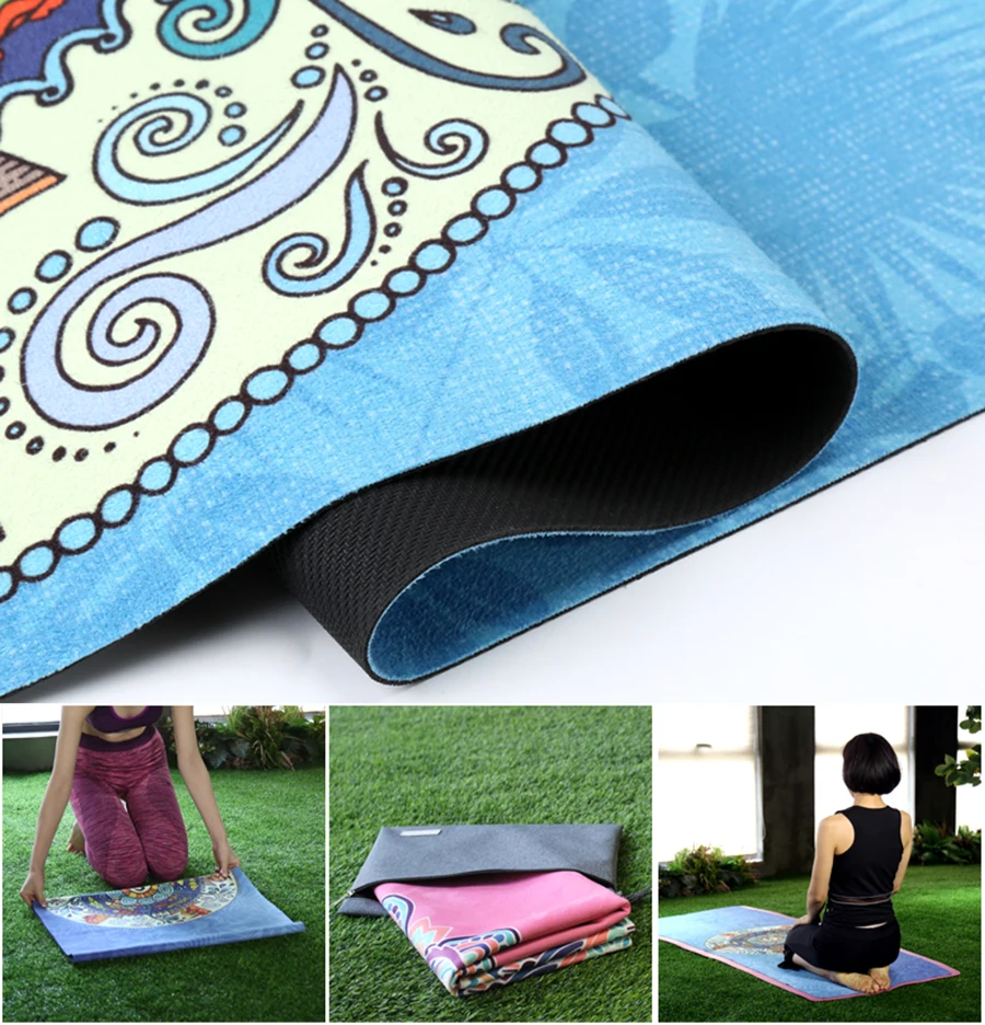 Eco Friendly Microfiber Suede Rubber Yoga Mat Digital Printing